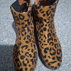 Leopard Print Ankle Boots in Brown and Black